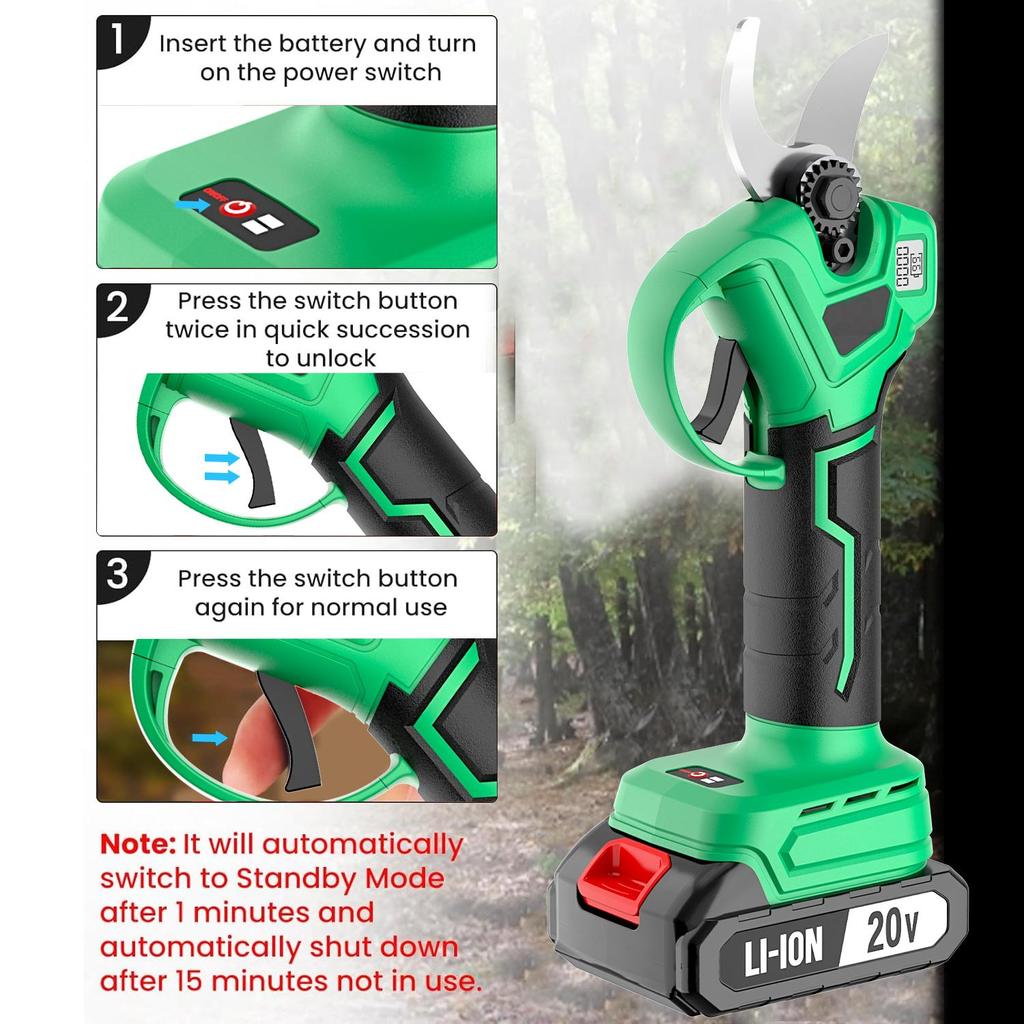 20V Cordless Pruner Electric Scissors Brushless Motor Efficient Garden Tools for Wood Cutting Local Secateurs Pruning Scissors