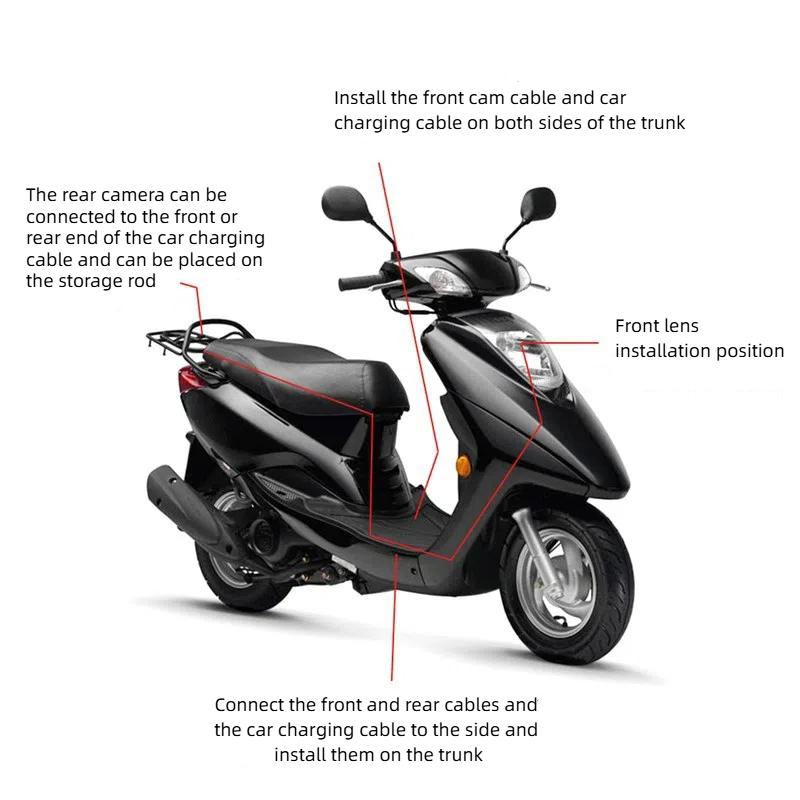 Мотоциклетный видеорегистратор с высоким разрешением, ночным видением, 720P, водонепроницаемая камера с двумя объективами, автомобильный видеорегистратор