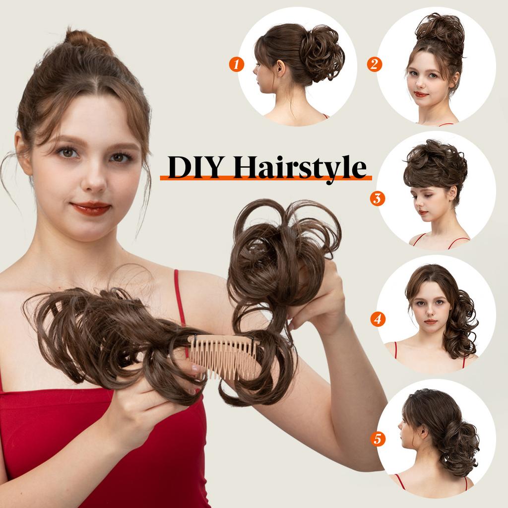 Wigs, Hair Rings, Women'S Balls, Adjustable Plug-In Comb, Fluffy Lazy Disc Hair Artifact, Wig Short Ponytail.