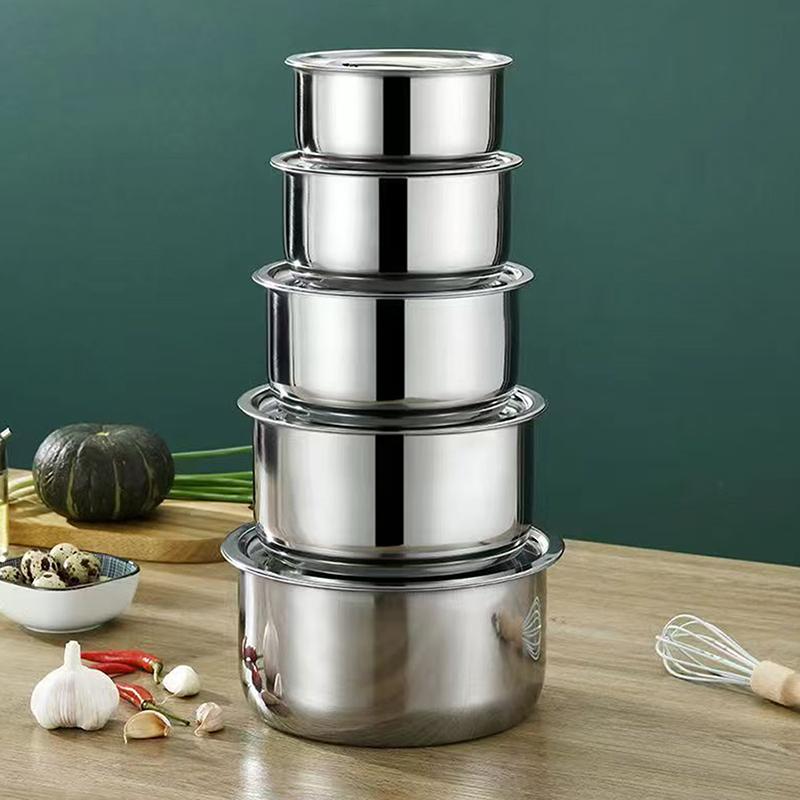 3/5 шт. Миска из нержавеющей стали с крышкой, миска для паровых яиц, универсальная, противоударная, металлическая миска для смешивания для домашней кухни