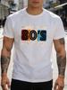 Unisex Navy Tee Retro 80s Original Parts Letter Print Short Sleeve Loose Casual Street Basic Top For Adult Male Daily Wear Outfit