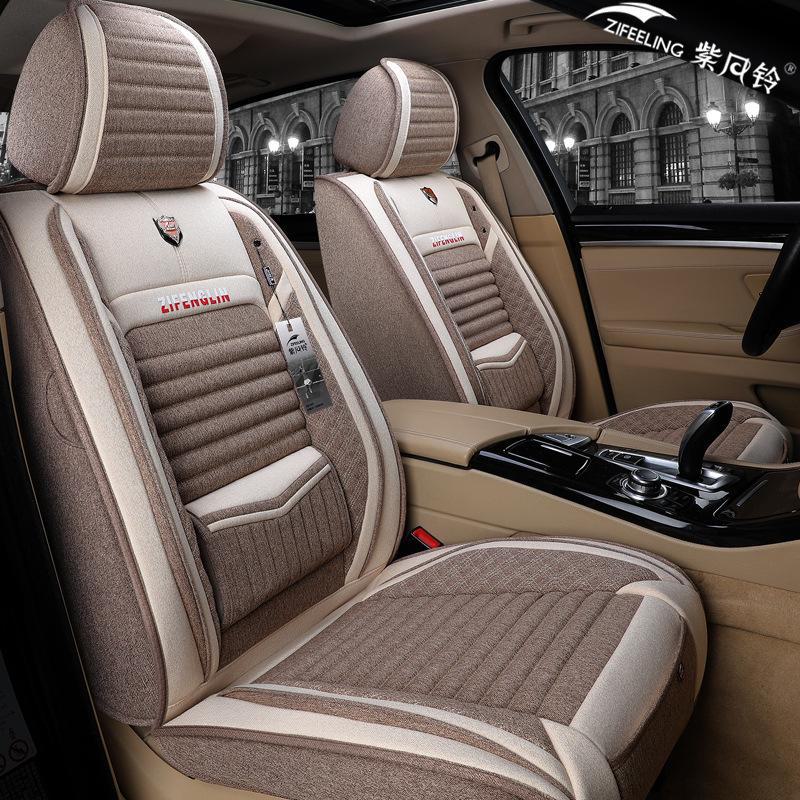 Льняной чехол для сиденья автомобиля Binyue Four Seasons - 2021 г., дизайн с полным объемом