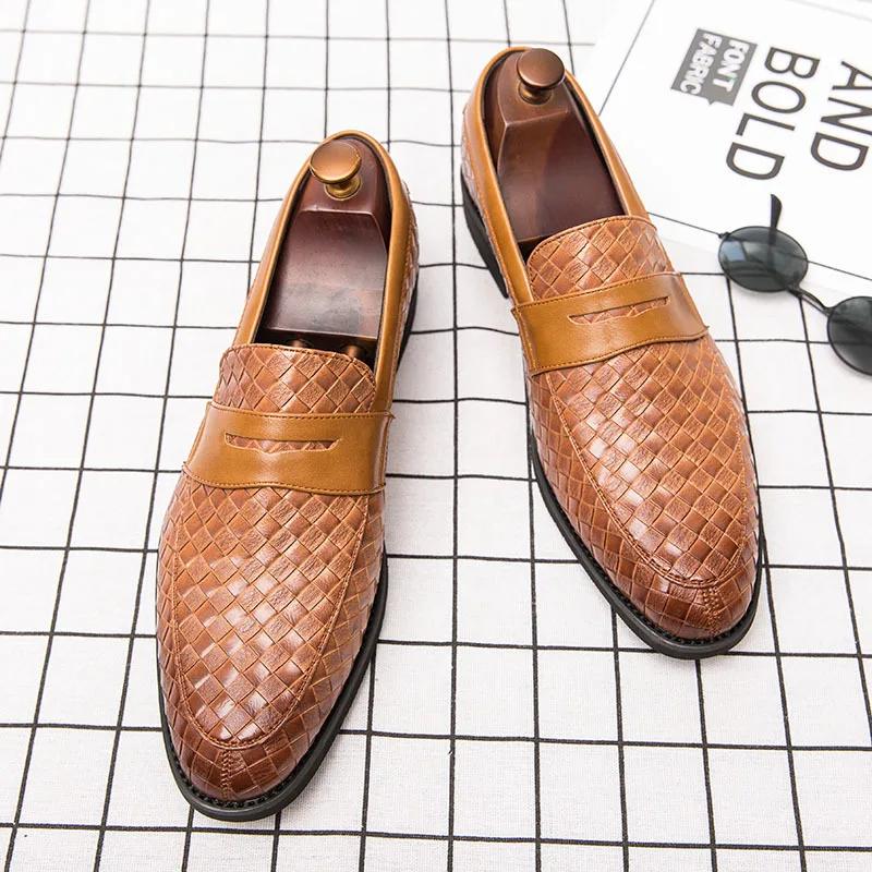High Quality Men Leather Shoes Elegant Business Loafers For Man Formal Dress Shoes Wedding Office Slip On Loafers Man Work Shoes