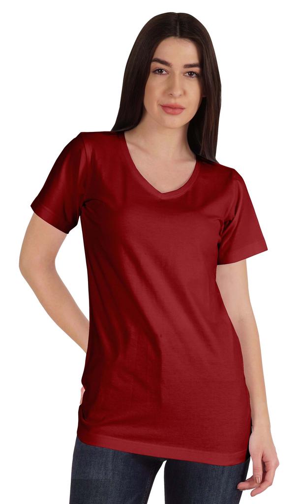 Inkmeso Basic V-neck Jersey T-shirt Short Sleeve Long Length Tee Workout Top For