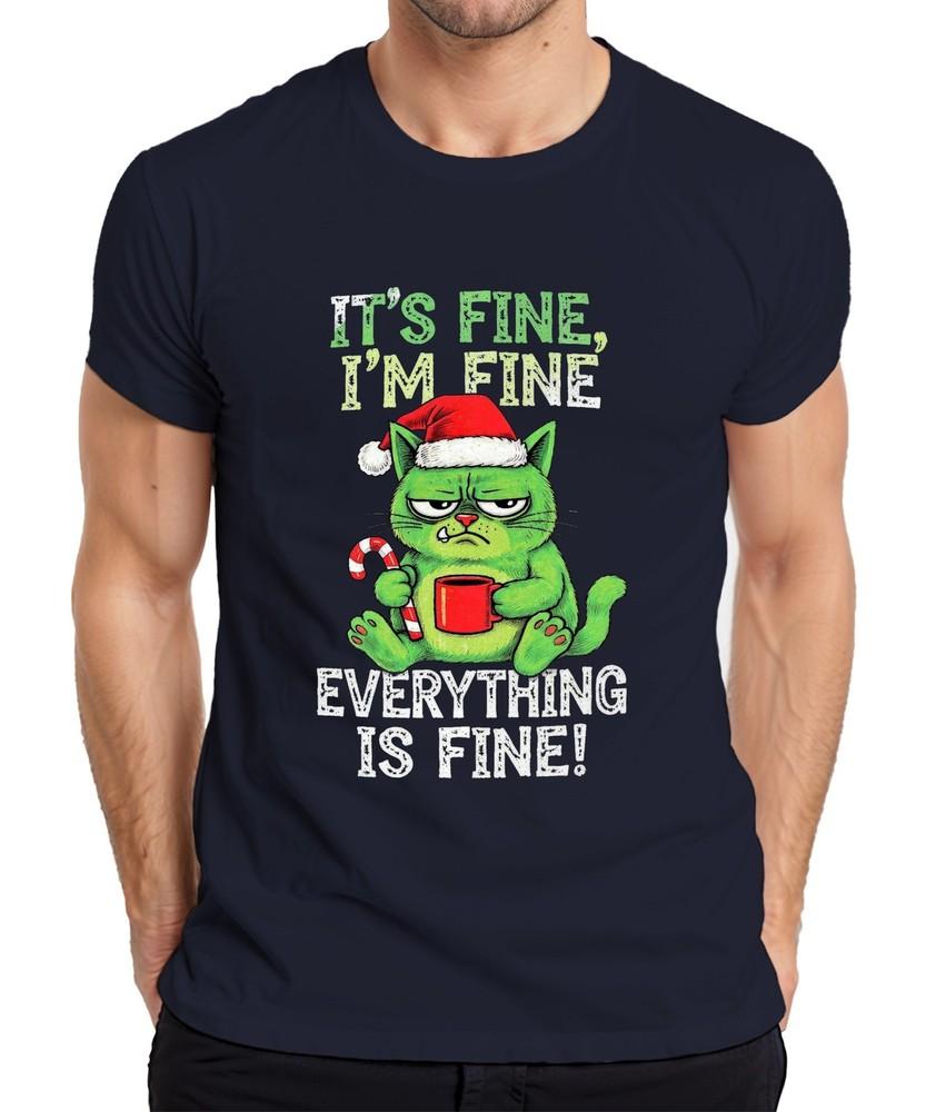 Its Fine Im Fine Everything Is Fine Grumpy Cat Funny Christmas Unisexs Tshi