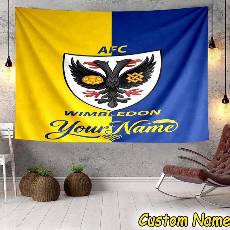 Custom Name Afc Wimbledon Crest Tapestry Room Decoration Wall Hanging for Living Room Bedroom, dormitory, Birthday and Christmas gifts