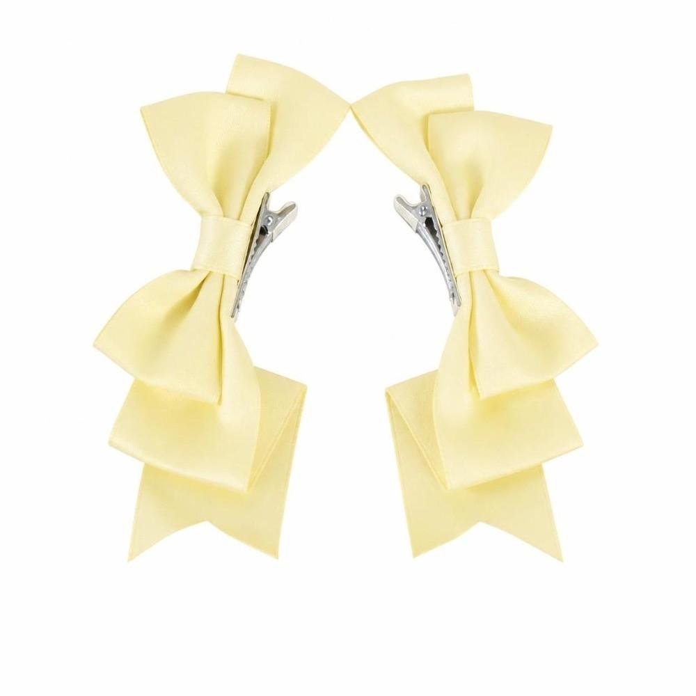 2Pcs Solid Color Bowknot Hairclip Fabric Duckbill Clips Kawaii Cosplay Hairpin Headdress
