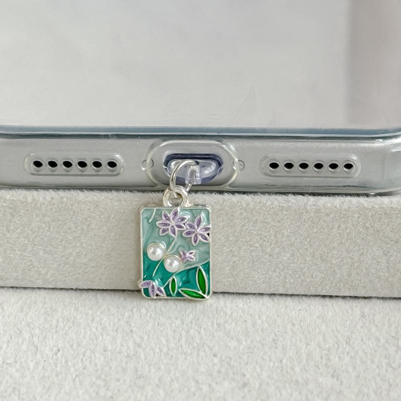 Unique Moon Butterfly Phone Dust Plugs Rhinestone Enamel Craft Charging Port Protection Decor for Phone Accessory Lovers Girls