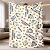 2026 New Flannel Throw Blanket Featuring Adorable Ghosts, Bats, And Pumpkins. This Soft Plush Blanket In Orange, Black, White, Gray, And Beige Is Perf