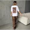 BF style American printing loose retro ins% pure cotton short-sleeved national tide European and American style age reduction niche T-shirt women's