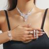 Zircon Necklace Earring Set Elegant Rhinestone Necklace Bridal Jewelry Set  Dress Accessories