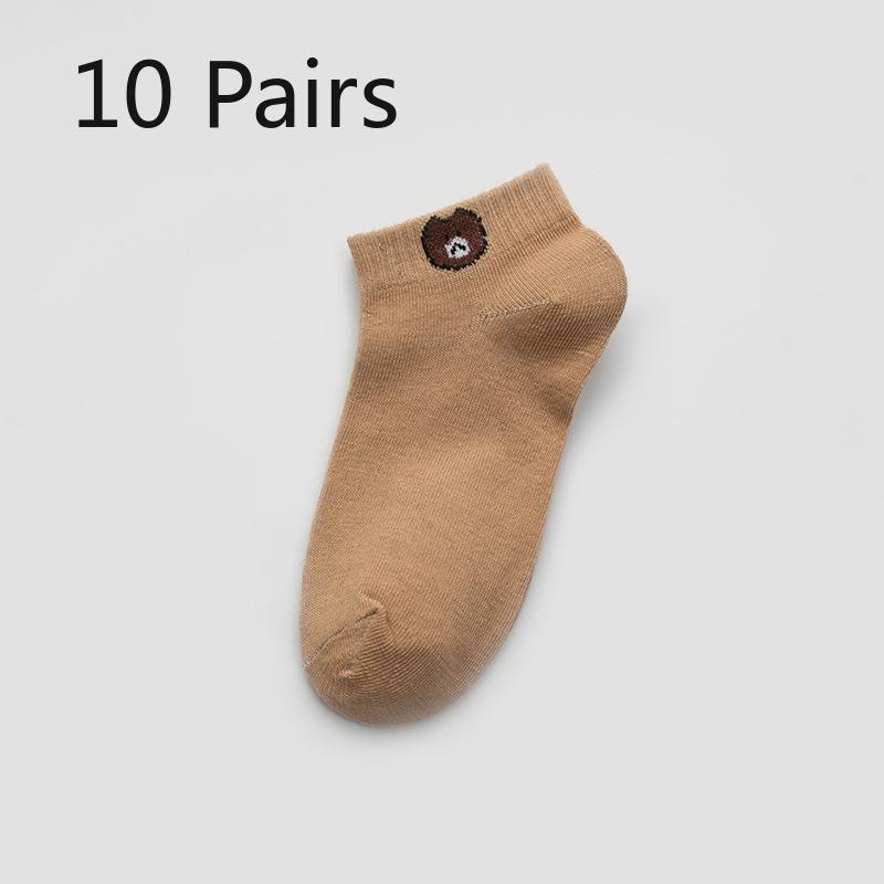 10 Pairs of Women's Four Seasons Disposable Cartoon Bear Socks