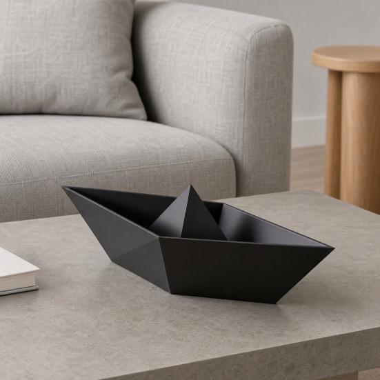 3D-печатная модель оригами лодки, минималистичная фигурка бумажной лодки для рабочего стола дома и офиса, книжной полки, камина