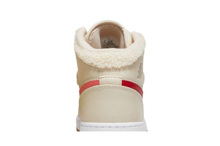 Детские кроссовки Nike Jordan 1 Mid Utility Флис Жемчужно-белый (GS)