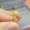 Кольцо с искусственным желтым кристаллом и инкрустацией со стразами, регулируемое кольцо на палец для свадебной вечеринки