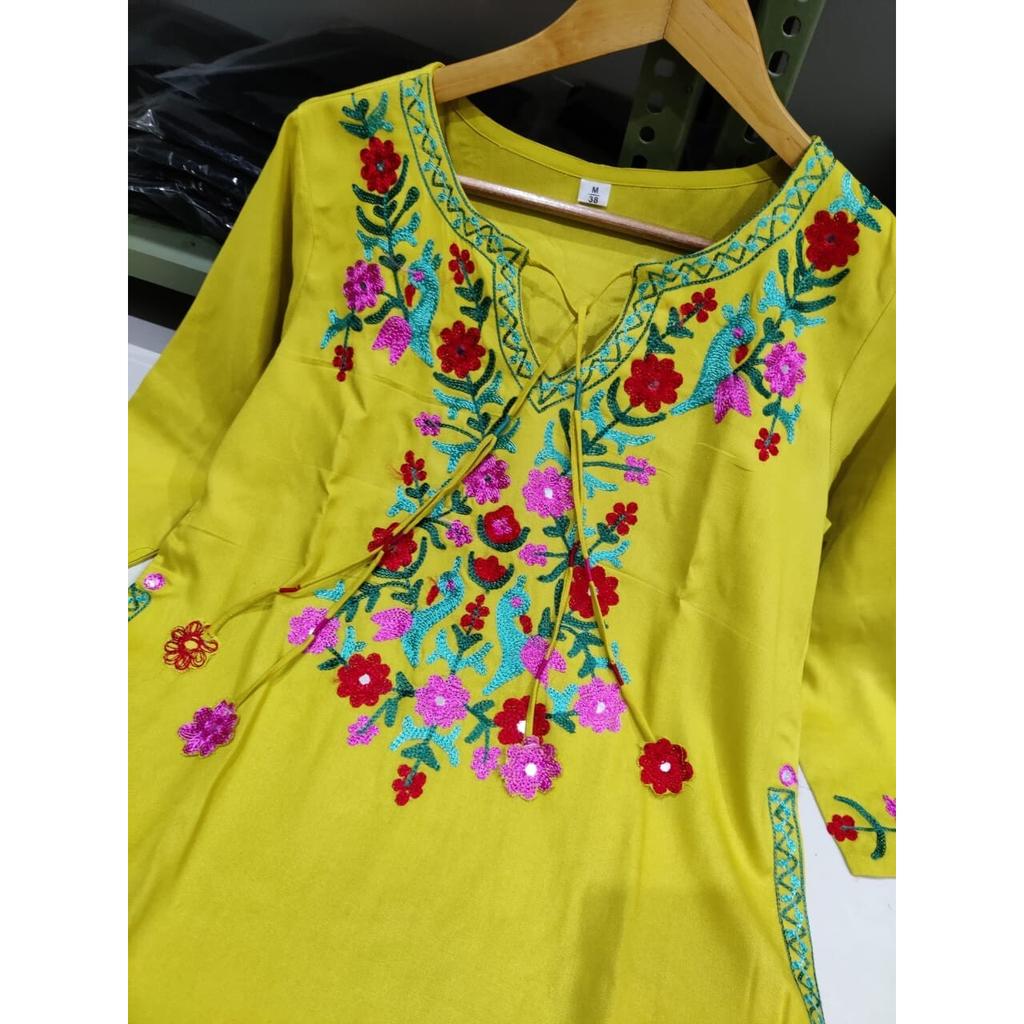 Indian Women Designer Top Tunic Kurta Pant Set Bollywood Party Wear Kurti Dress VF-20263a