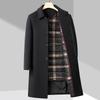 New High-end Wool Coat Men's Long Winter New Lapel Down Liner Middle-aged and Elderly Wool Wool Coat