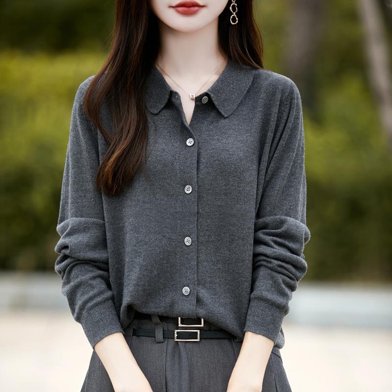 Женский кашемировый кардиган Qinghe кашемир 50% шерсть 50% шелк Женский осенне-зимний кашемировый кардиган мягкий и теплый