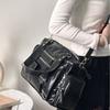 Punk Style Crow Bag New Fashion Soft Leather Multi-zipper Pocket Large Capacity Locomotive Bag Shoulder Handbag