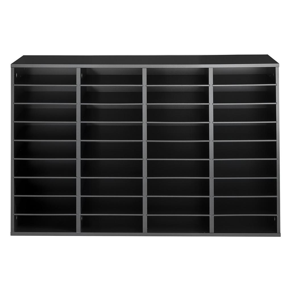 Wood Literature Organizer 36 Compartments Office Mailboxes Black, Countertop Literature Sorter for Files Documents Papers, with Adjustable Shelves,