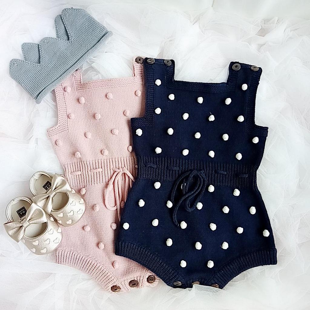 2024 Spring Handmade Wool Baby Jumpsuit - Knitted Wool Ball Romper for Infants