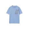 Li Ning Sports Basketball Series Air Mountain Base Element Pocket Embroidered Round Neck Short Sleeve T-Shirt Men Tops Embroidered-Blue AHSR907-3