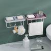 1pc Bathroom Soap Holder, Wall Mounted Multifunctional,Placement And Suspension, Wall Mounted No Punch Soap Dish