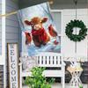Merry Christmas Cow and Cardinal Garden Flag - 28x40 Double-Sided Polyester Outdoor Decorative Flag for Yards and Lawns - No Electricity Required - Fe