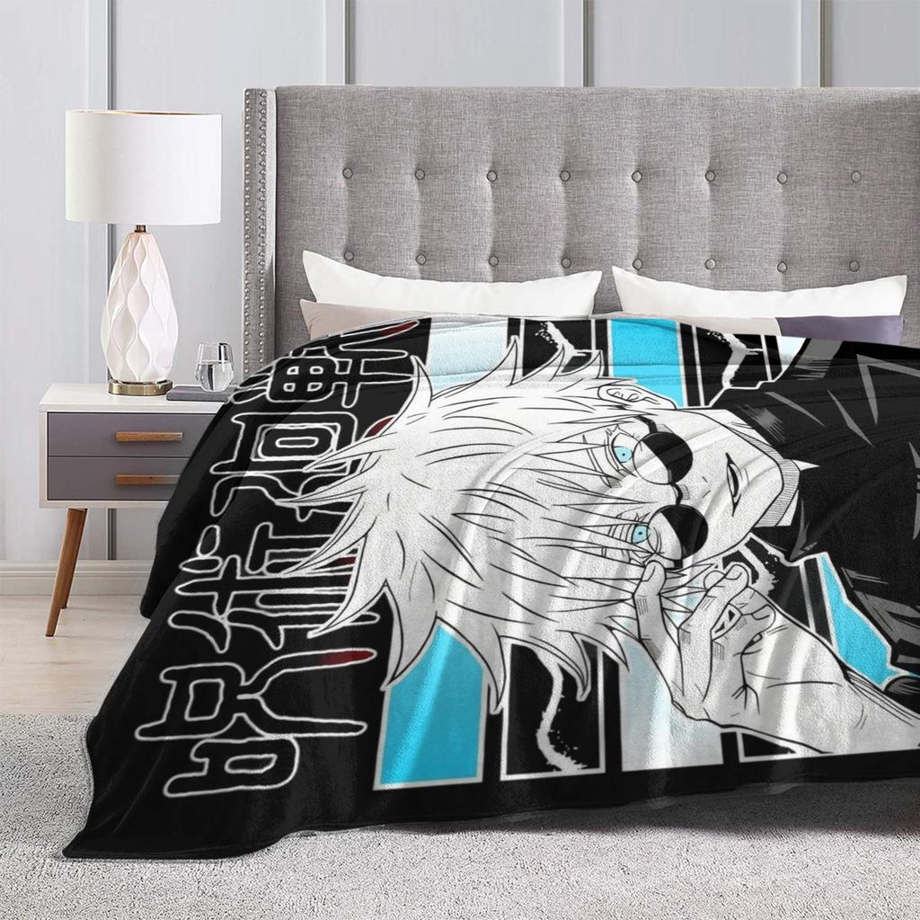 Jujutsu Kaisen Blanket Gojo Satoru Anime Flannel Throw Blankets Bedding Couch Soft Warm Bedspreads,
