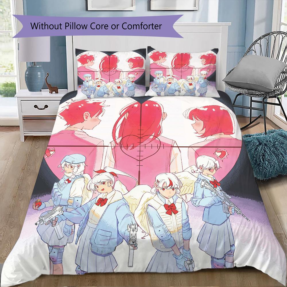 Anime-themed Love Marble Design Pattern Bedding,Quilt Set Quilt Cover Pillowcase Home Birthday Gift (1*duvet cover+2*pillowcase,without core)XSJT09172