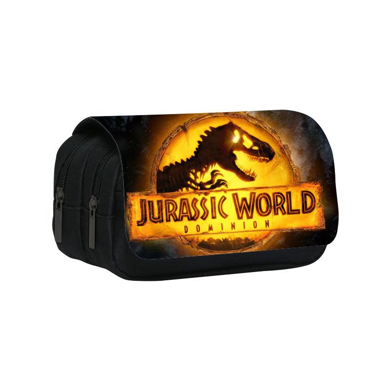 Jurassic World Dinosaur Pattern Double Layer Student Stationery Storage Bag For School And Work