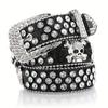 Glamorous Rhinestone Skull Rivet Belt - Perfect for Jeans & Western Outfits!