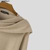 Incerun Men Neck Long Swing Sleeve Casual Loose Rib Pullover Tops