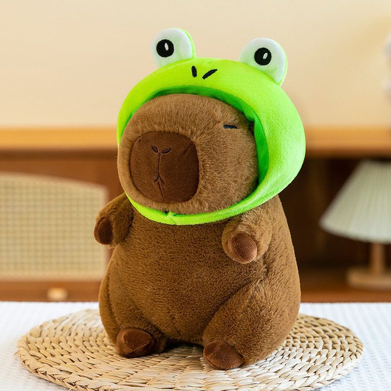 Boutique eight-inch frog hat capybara plush toy scratch doll machine toast snot kapi doll rabbit guinea pig