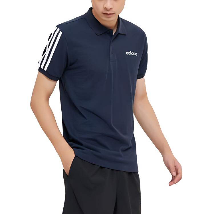 adidas Однотонная повседневная рубашка поло с коротким рукавом для мужчин, топы Legend-Ink-Blue EJ0925