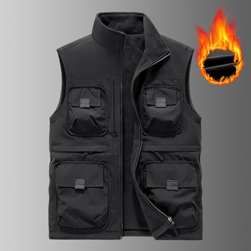 MultiPocket Vest StandUp Collar Loose Large Size Sleeveless Jacket Casual Men'S Vest Vest Vest Print 8899