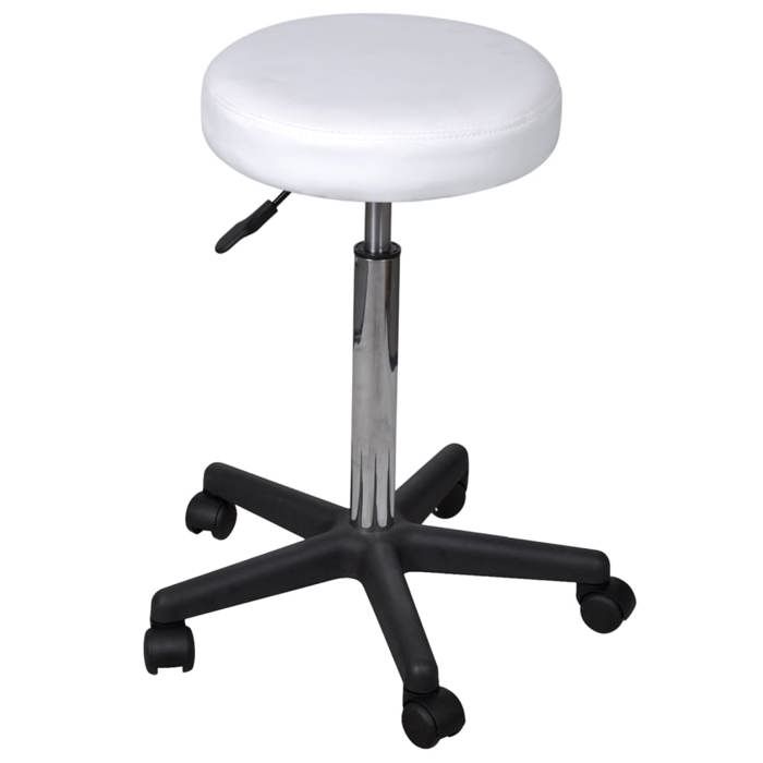 VidaXL White Office Stool Stool with Wheels Office Chair Home 240470