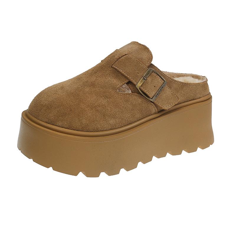 Mao Mao Slippers Women's New Winter Velvet Thick-bottomed Bag Head Warm Half Slippers Fashion Trend