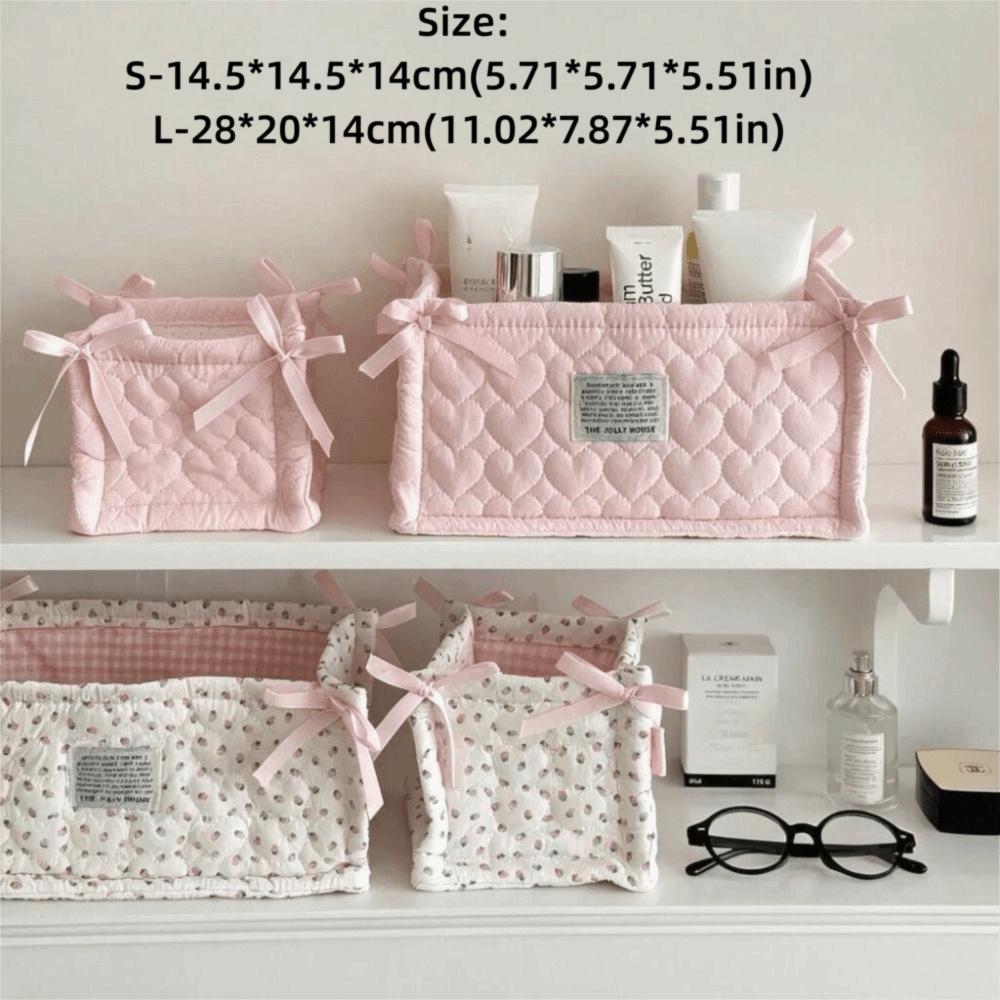 Square Storage Box Quilted Cosmetics Snacks Organizer Cute Storage Basket Home Decoration