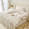 Home Textile Bedding Washed Cotton Triple Ruffle Duvet Cover Set