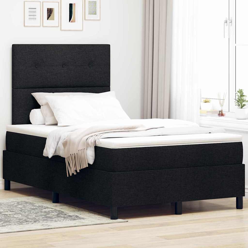 Box Spring Bed with Headboard Black 120 x 190 cm Fabric