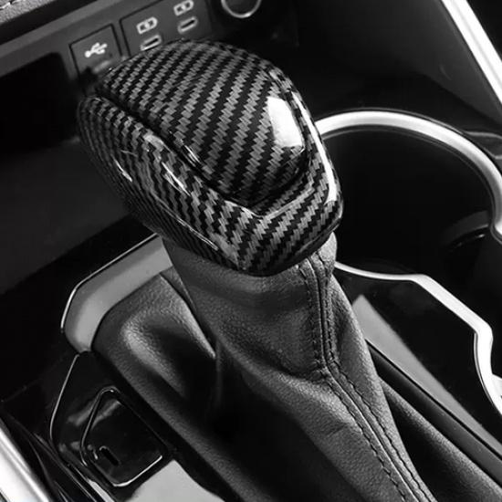 Carbon fiber Gear Shift Knob Cover Trim 2pcs For Toyota Highlander -2024