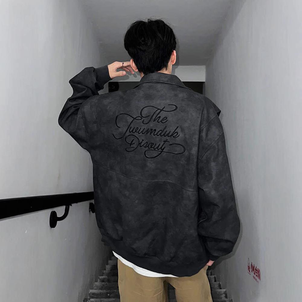 Винтажная кожаная куртка тай-дай мужская весенне-осенняя новая свободная куртка