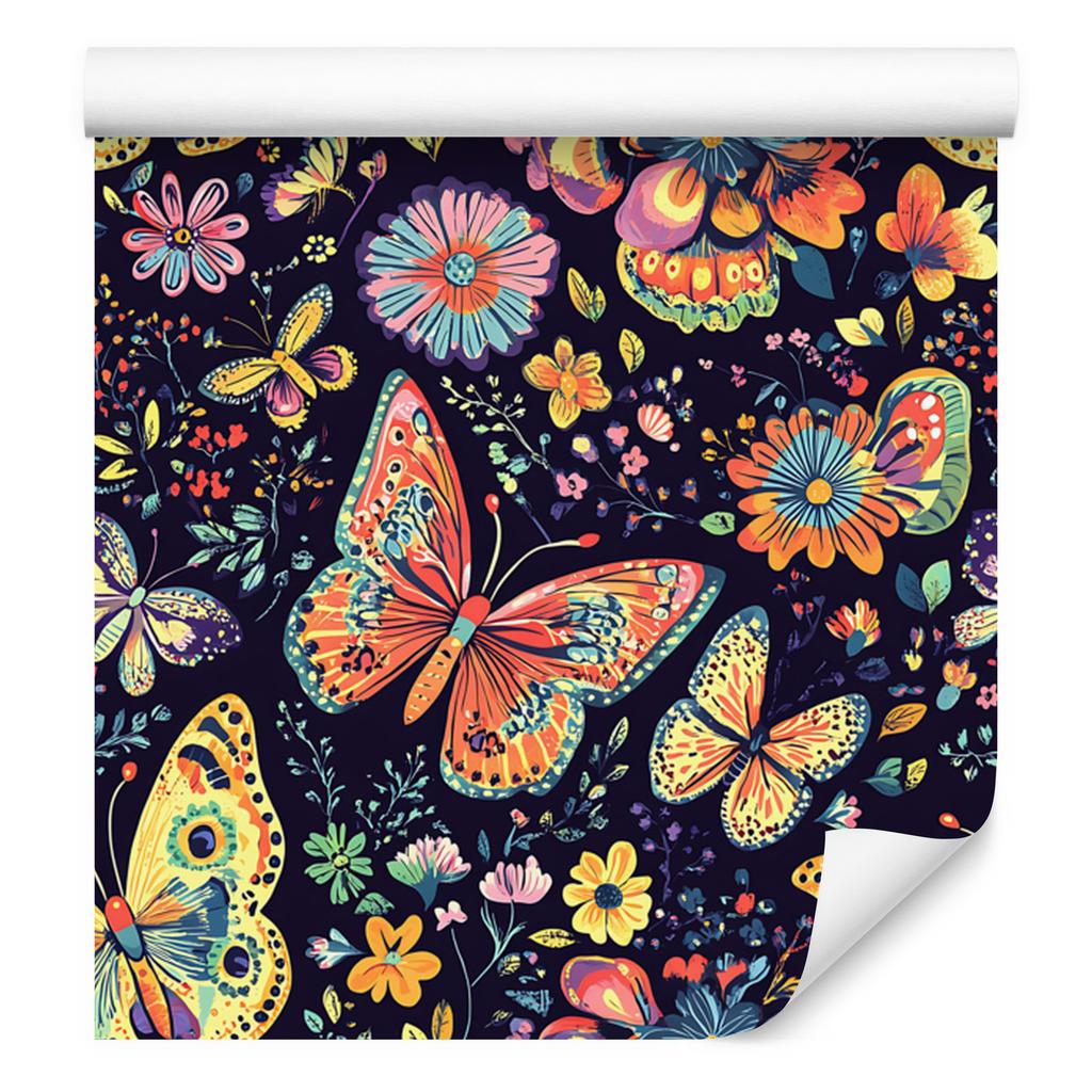 Colorful Indigo and Navy Blue Butterflies Wallpaper for Living Room and Bedroom 50x1000