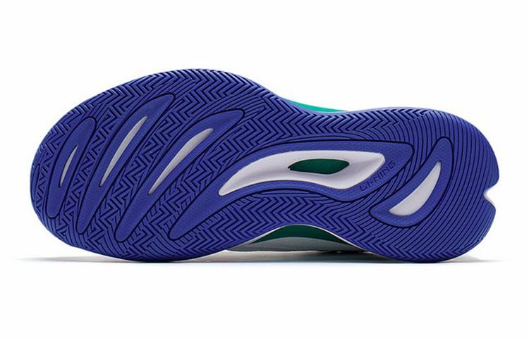 Li Ning ДЕТСКИЕ Авангардные Ling TEAM 2.5 Нескользящие Средние Детские Баскетбольные Кроссовки Бело-Зелено-Синие Подростковые YKBS050-9