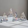 1 шт., мини-средиземноморский стиль, морской морской деревянный синий парусник, корабль, деревянные ремесла, украшения для вечеринки, комнаты, украшение для дома