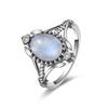 Винтажное кольцо из серебра 925 пробы с натуральным лунным камнем, кольцо-цветок 925 пробы, полое кольцо в форме глаза, круглое кольцо с солнцем и луной, изысканные украшения для женщин и мужчин