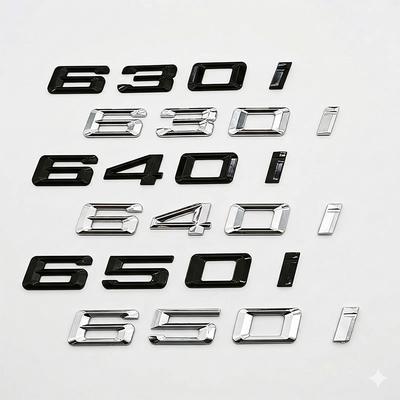 3D Hochglanz Schwarz Chrom 630i 640i 650i Heckklappen Emblem Buchstaben Abzeichen Aufkleber für BMW 6er Reihe E63 F06 F12 Auto Styling Zubehör