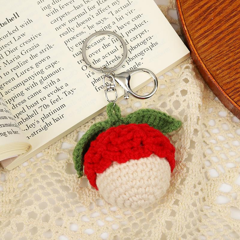 Artificial Crocheted Fruit Keychains Decorative Bags Pendants Gift Accessories