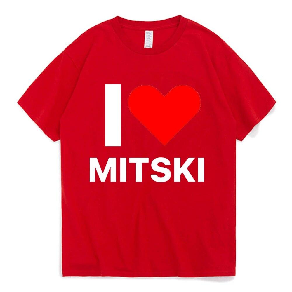 Забавная футболка с графикой I Love Mitski, футболки унисекс с короткими рукавами из 100% хлопка, летняя футболка в стиле Харадзюку, одежда унисекс, футболки